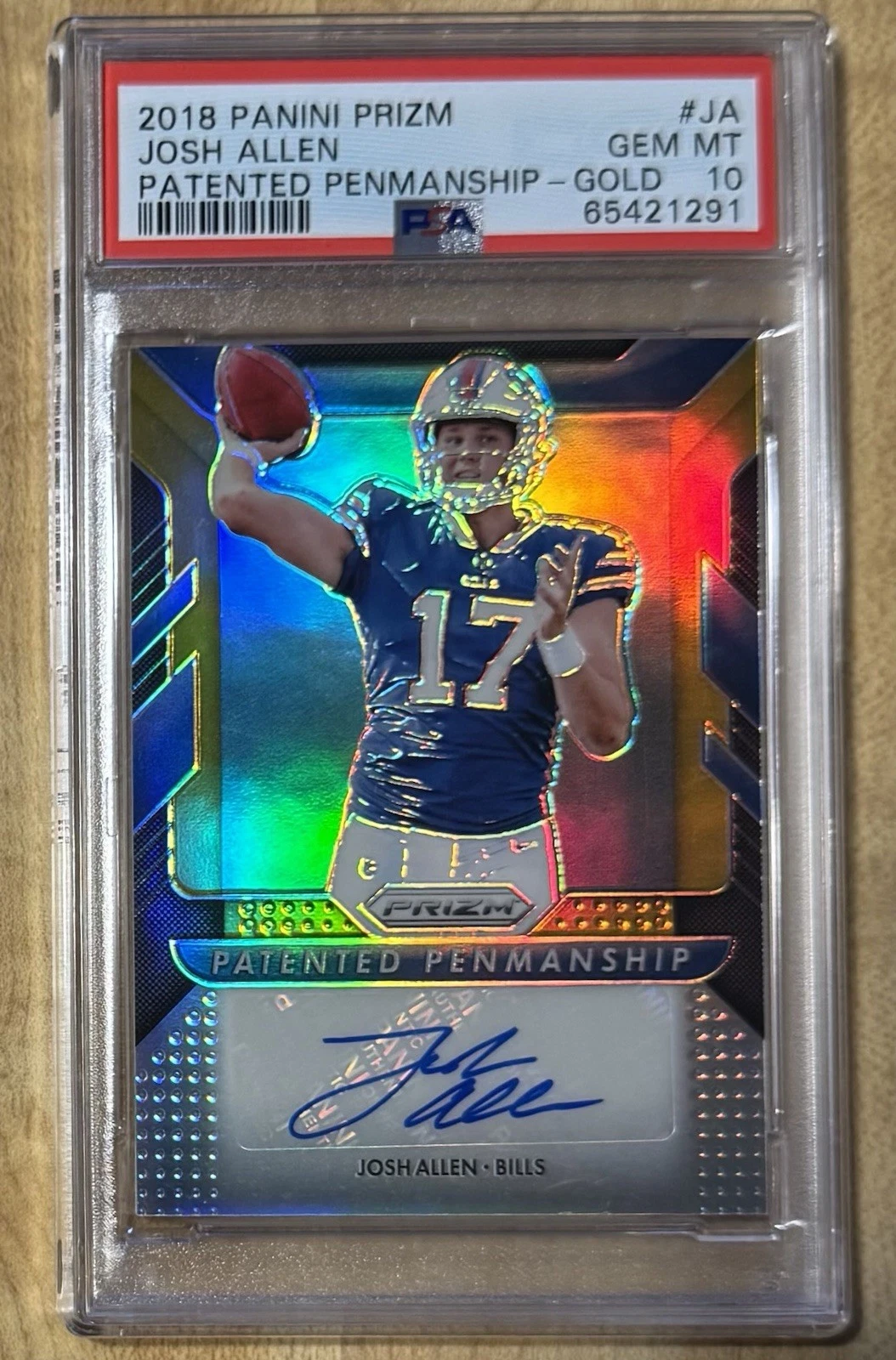 Josh Allen Panini Prizm Patented Penmanship #JA Gold