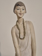 Vittorio Tessaro Signed Italian Figurine (1984) Hand-Painted Resin + Wooden Base
