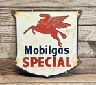 Vintage Mobilgas Special Porcelain Metal Sign Mobil Gas Pegasus