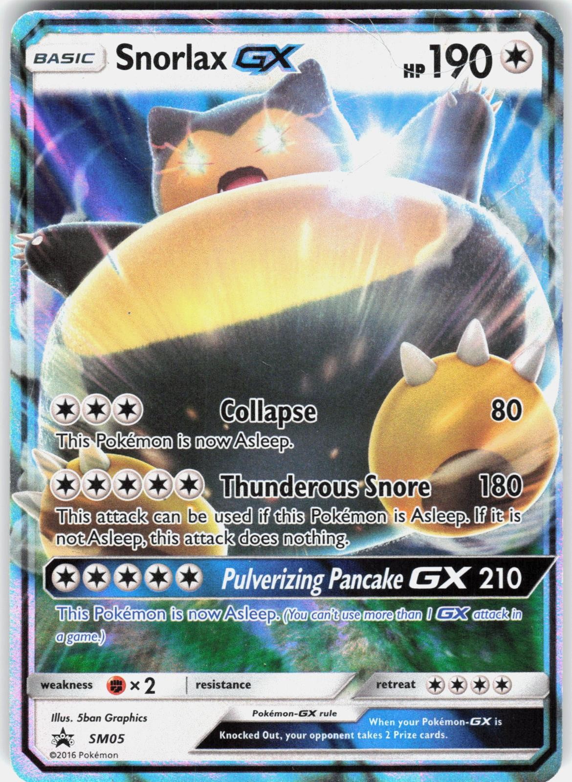 Snorlax GX - SM05 Holo Promo Sun & Moon Promo Pokemon Moderately Played