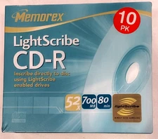 MEMOREX LIGHTSCRIBE CD-R RECORDABLE MEDIA 52x 700mb 80min 10 PACK - New / Sealed