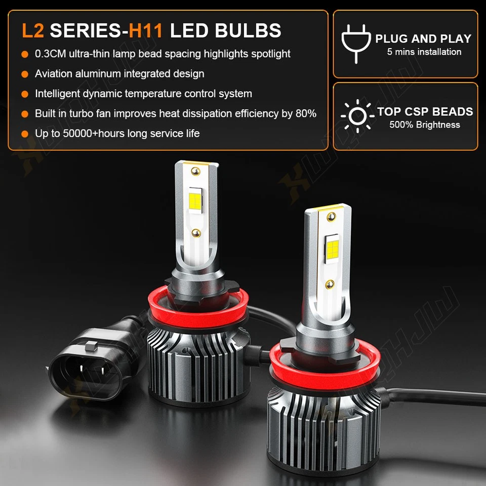 For Jeep Compass 2011 2012 2013 - 6000K LED Headlight + Fog Bulbs Combo Kit 6PCS - Image 3 of 4