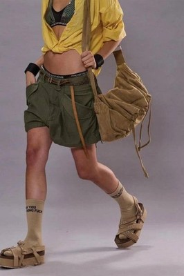 NWT ~ R13 Marianne Cargo Short in Olive Sateen Size 24