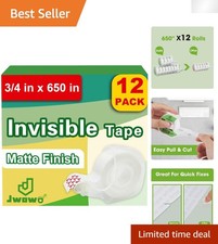 12 Pack Invisible Tape with Matte Finish One-Handed Dispenser - Perfect for...
