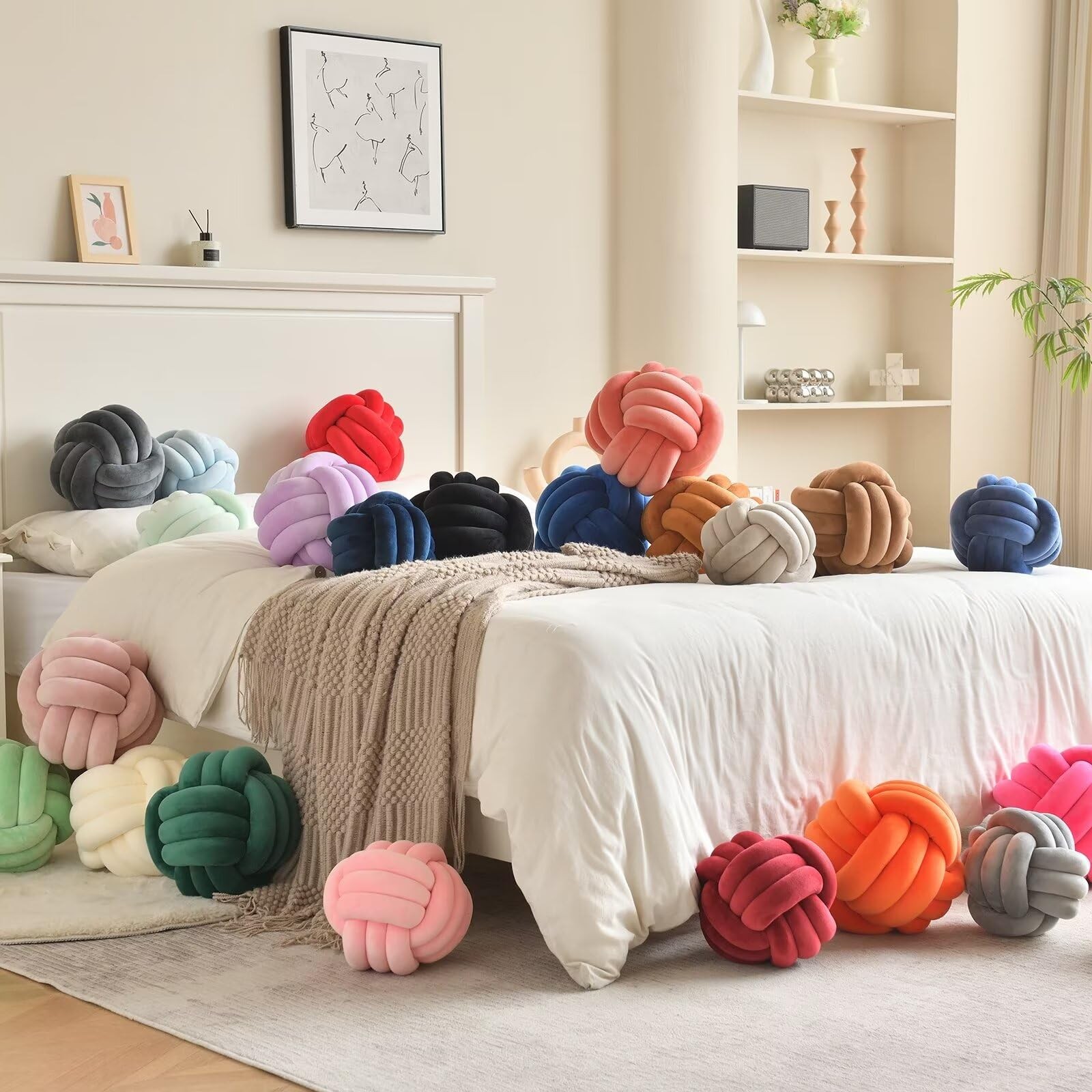 Decorative Throw Knot Pillow for Home Chair Sofa Couch Bed Aesthetic Round Ve...