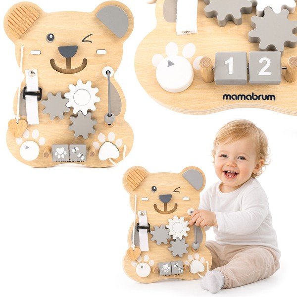 Mamabrum Montessori Motoriktafel 10-In-1 Aus Holz FüR Kinder Ab 18 Monaten-image