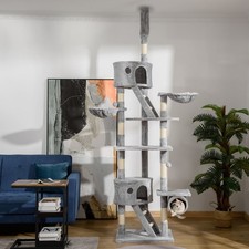 PawHut Floor to Ceiling Cat Tree, 94.5"-102.5" Adjustable Height Cat Tower