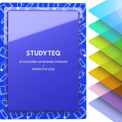 15 x Studyteq Professional Legasthenie farbige A4 Leseauflagen + Schutz