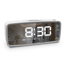 Small Desk Clock, Digital Alarm Clock Battery Operated for Bedroom, with Dimm...