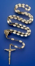 Catholic White Moon Glow Bead 5 Decade Rosary, Crucifix Italy