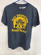 Men's Crazy Dog Tshirts 'Day Drinking on the Lake' Graphic T-Shirt Medium