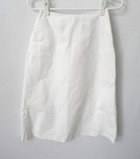 Banana Republic white 100 cotton A-line midi back zip skirt Sz 0