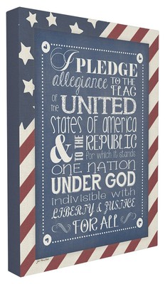 Pledge of Allegiance with American Flag Background Canvas Wall Art, 16 x 20, ...