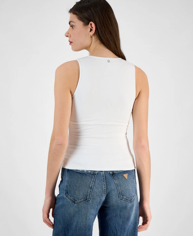 Top sin mangas Guess Aubrey con ojo de cerradura para mujer - blanco puro-S Foto 4 de 4