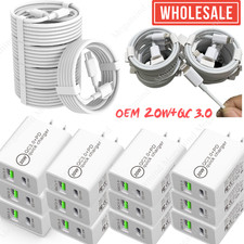 20W Fast Charger For iPhone 17 16 15 14 13 12 11 XR 8 6 USB-C Block PD Cable Lot