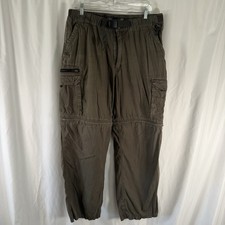 BC Clothing Cargo Convertible Pants Men's Lx30 Green Belted Zip Pockets