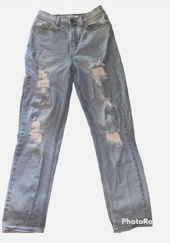 Cello Women's Light Wash Denim Distressed Straight Leg Jeans Size 3/26