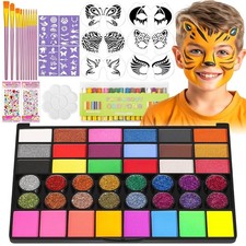Face Painting Kit - 42 Non-Toxic Colors, 16 Crayons, 6 Reusable  40 Sticky S...