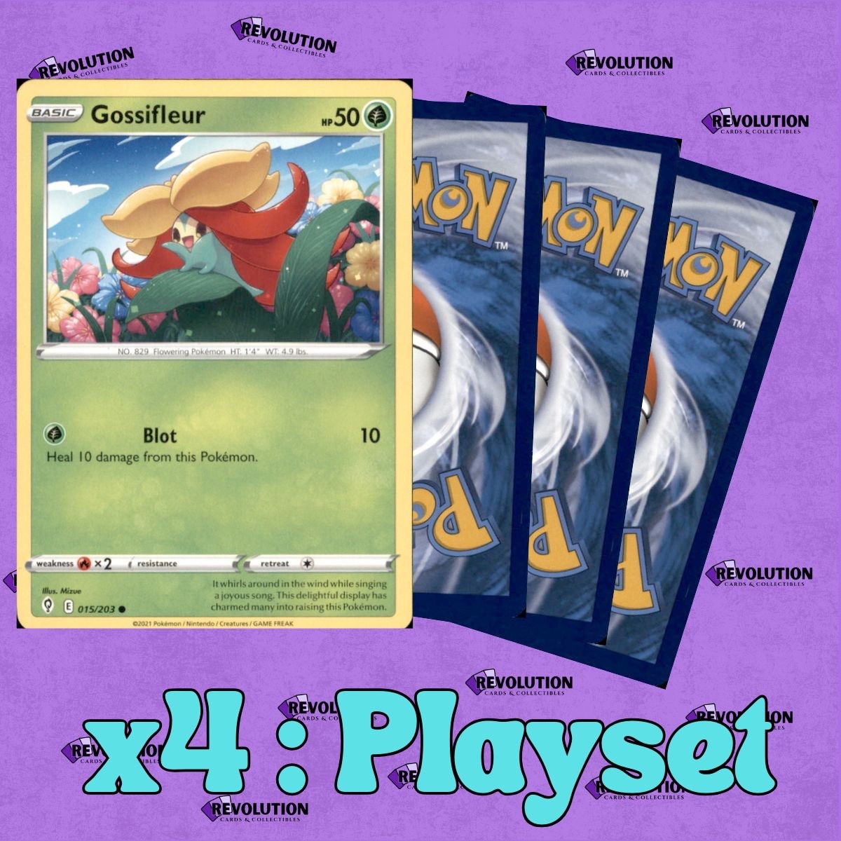 4x Playset Pokemon TCG NM Gossifleur 15/203