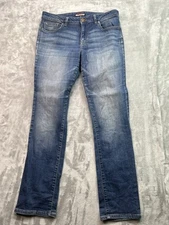 Tommy Hilfiger Womens Sz 12R Blue Jeans Straight Whiskered Fade Mid Rise Pants