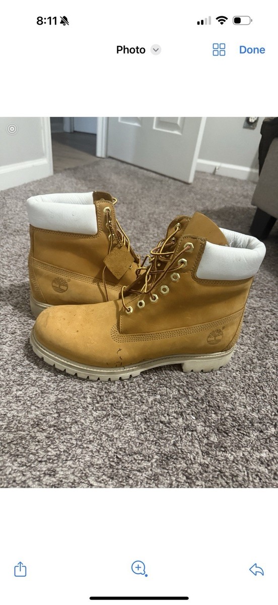 Timberland Wheat White Leather Lace Up Ankle Work Boots Logo  display picture 1