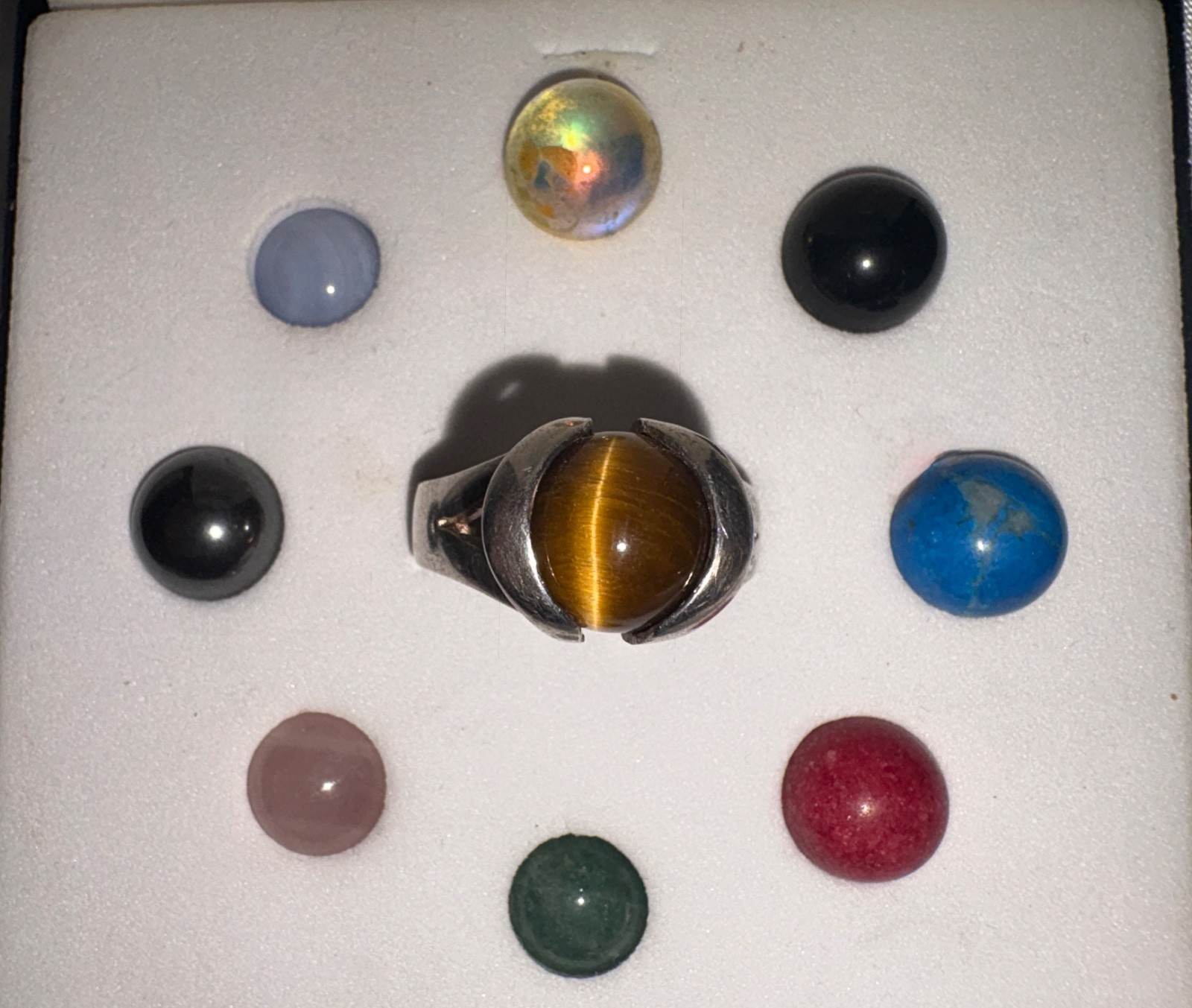 Sterling Silver Ring with 9 Interchangeable Stones - image 1