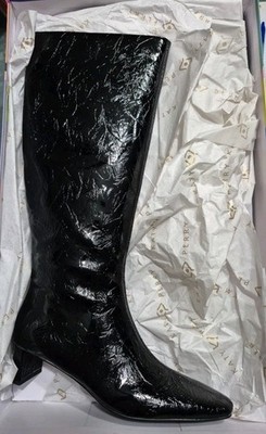 Katy Perry The Wandering Boot Black Size 8.5 NEW Knee High Zippered Shiny Dressy
