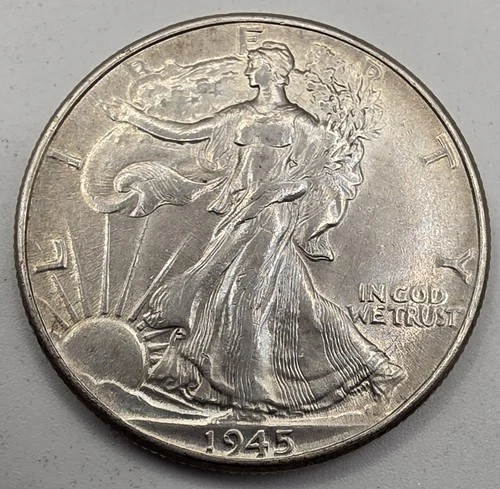 1945  50C SILVER (BU) Walking Liberty Half Dollar.  GREAT WAY TO BUY SILVER