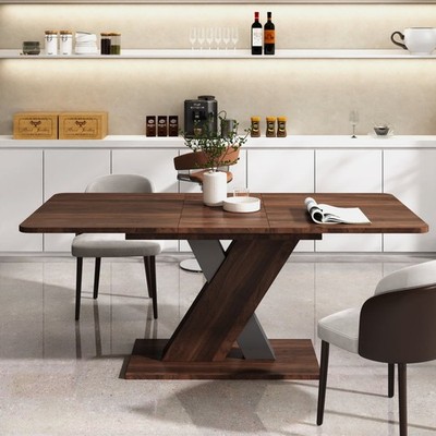 Contemporary Extendable Dining Room Table Set fr 6-8 Seat Kitchen Table