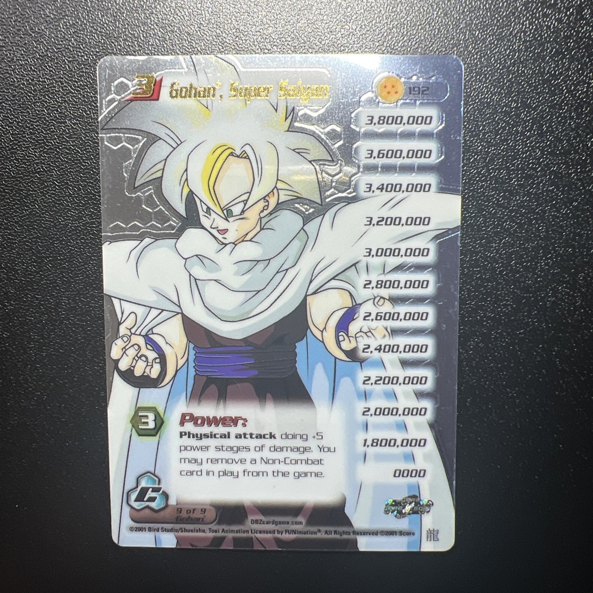 DBZ Dragon Ball Z Foil Gohan Super Saiyan 192 Cell Saga 2001 Score
