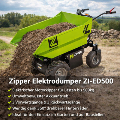 Zipper Elektro Dumper ZI-ED500 - Minidumper, Raddumper, Motorschubkarre