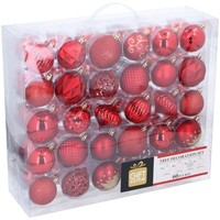 Giftsome 60 Weihnachtskugeln Set - Christbaumkugeln Rot - FüR Innen/AußEn - Ø6/7