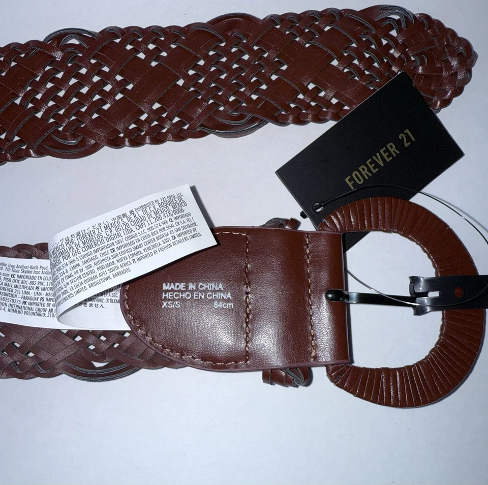 Cinturón tejido Forever 21 para mujer talla S/M marrón 84 cm Foto 3 de 4