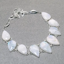 Rainbow Moonstone Pear Shape Gemstone Handmade Fashion Gift Jewelry Necklace 18"