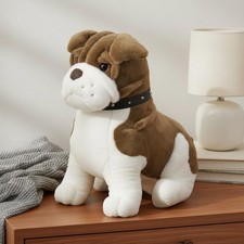 Shar Pei Stuffed Toy Cuddly Wrinkly Dog Plushie Super Soft for Living Room,