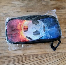 Soccer Pencil Case for Boys, Large Capacity Pencil Pouch for Kids, Fire Soccer