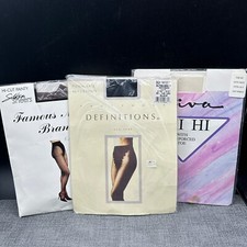 Vtg Pantyhose Lot Of 3 Diva Definitions Famous Makers Brands Pet/Med Lace USA