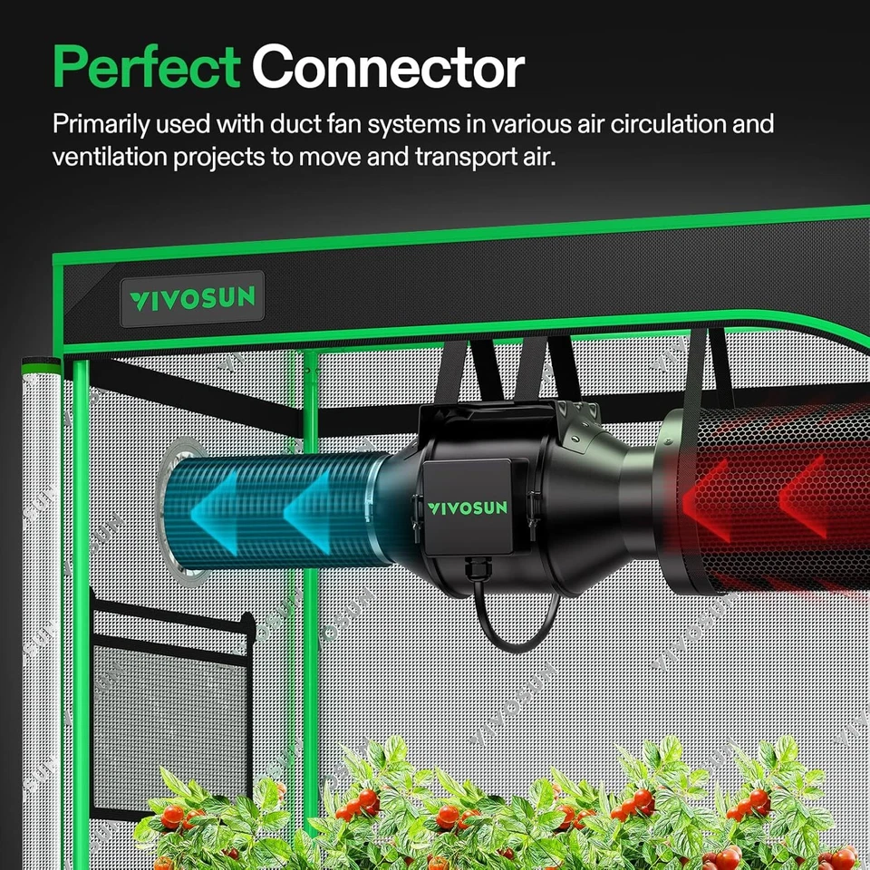 Manguera de ventilación para secadora de tubo de conductos de aluminio VIVOSUN 4-8 pulgadas 8-25 pies Foto 2 de 4