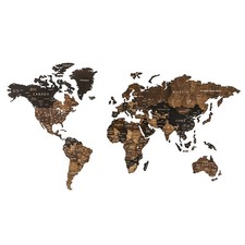 Woodary 3D Venge Wooden Wall World Map for Ho...