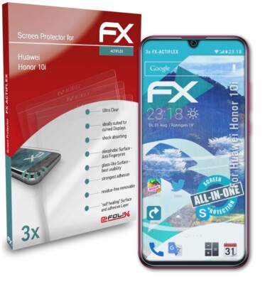 atFoliX 3x Folie für Huawei Honor 10i Schutzfolie klar&flexibel