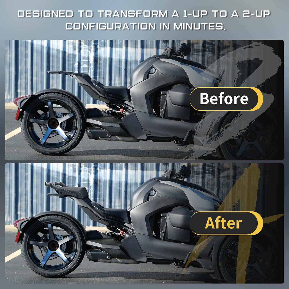 Rear Passenger Seat + Foot Pegs Kit For Can Am Ryker | Black