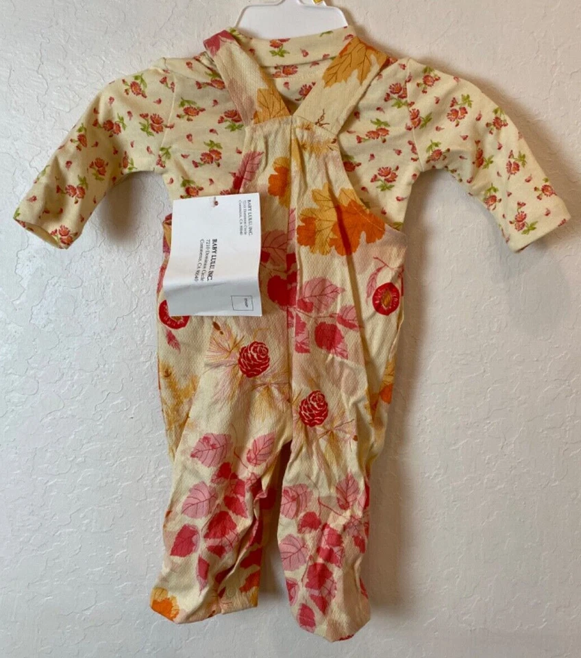 Mono tejido Baby Lulu vintage nuevo con etiquetas cuello alto naranja y amarillo boho artístico 9-12M Foto 2 de 4