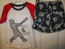 Baseball Player Flame Resistant Short Pajama PJ 2 Piece Set Boys Size 4 NWT