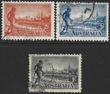 Australia KGV 1934 Centenary of Victoria Set PERF 10.5  SG.147/149 Used Cat:&pound;26