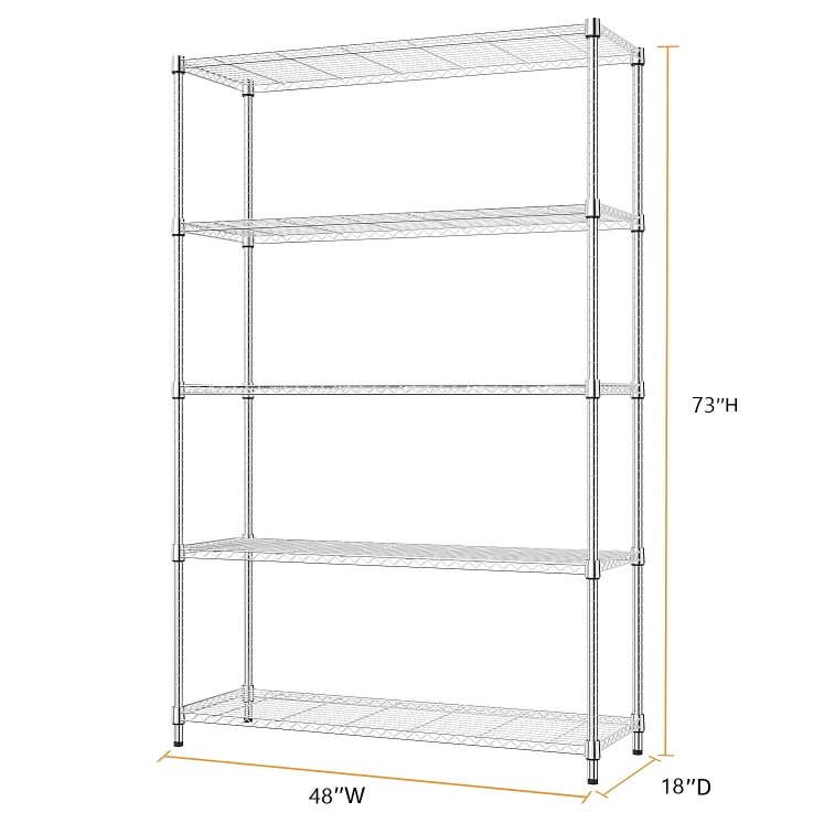 5 Shelves Heavy Duty Metal Shelving Unit Garage Utility Adjustable Rack