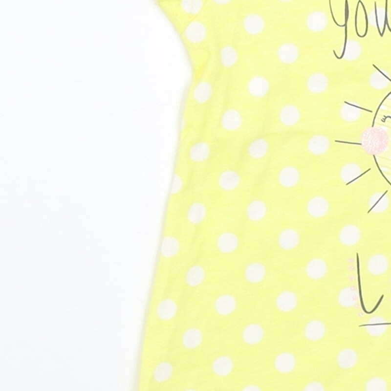 T-shirt Fille George Coton Jaune à Pois - Manches Longues, Col équipage, Taille 3-4 Ans