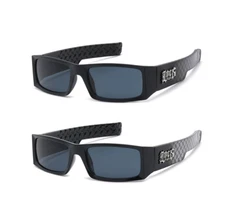 LOCS Sunglasses Dark Rectangle Lenses Plastic Frame Gangster Hardcore Shades Men