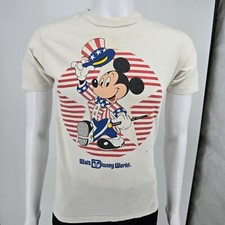 Distressed Vintage 1980s Walt Disney World Patriotic Mickey Mouse T-Shirt S 