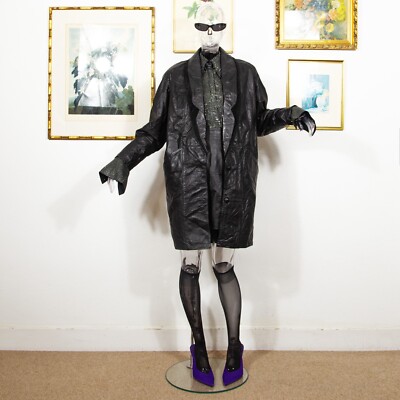 Vintage 80er Pelle Studio schwarze Echtleder Jacke Oversized Blazer Mantel M