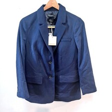 NEW- Talbots Womens Blazer Size 6 Navy Wool Blend Italian Fabric